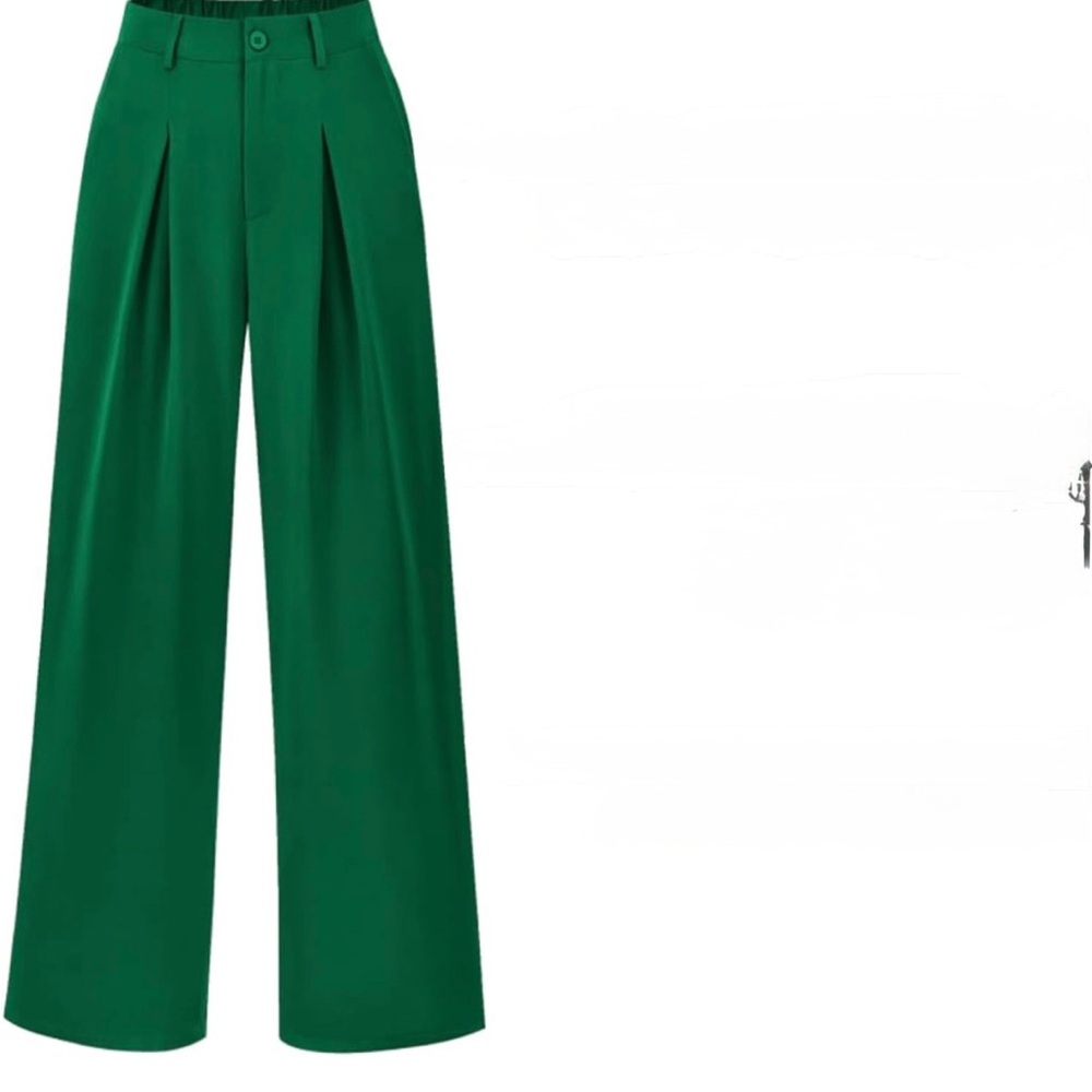 Chic Emerald Wide-Leg Women's Trousers